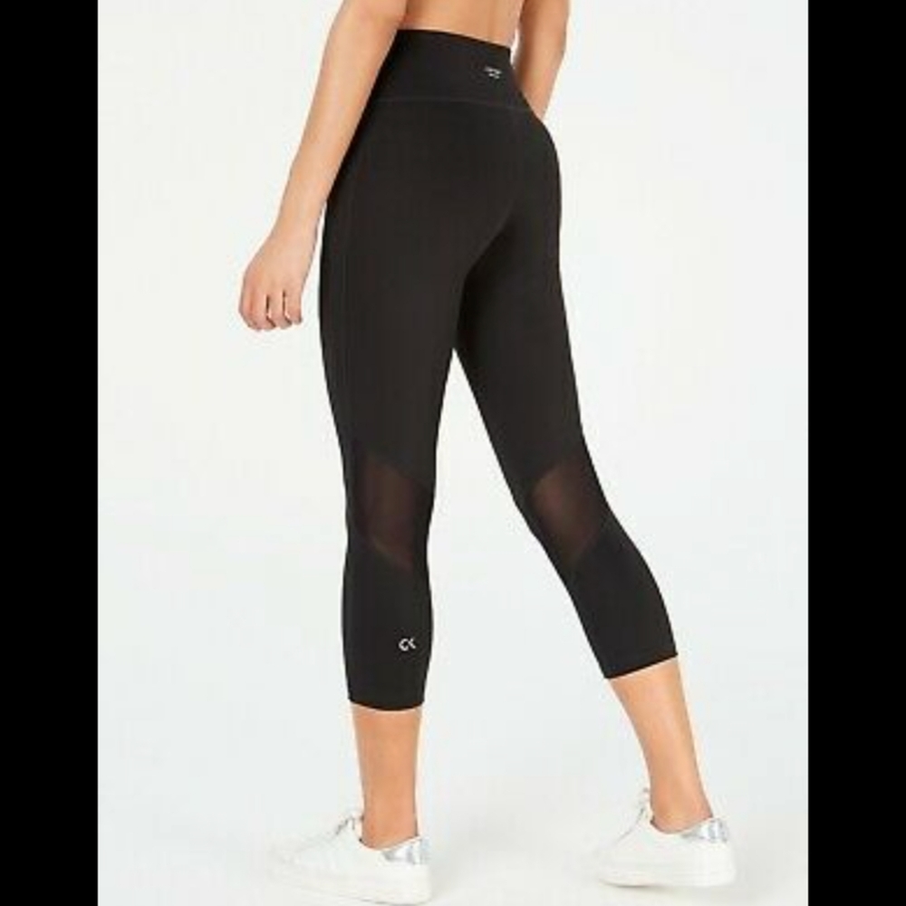 Calvin Klein Mesh-Inset Cropped Leggings